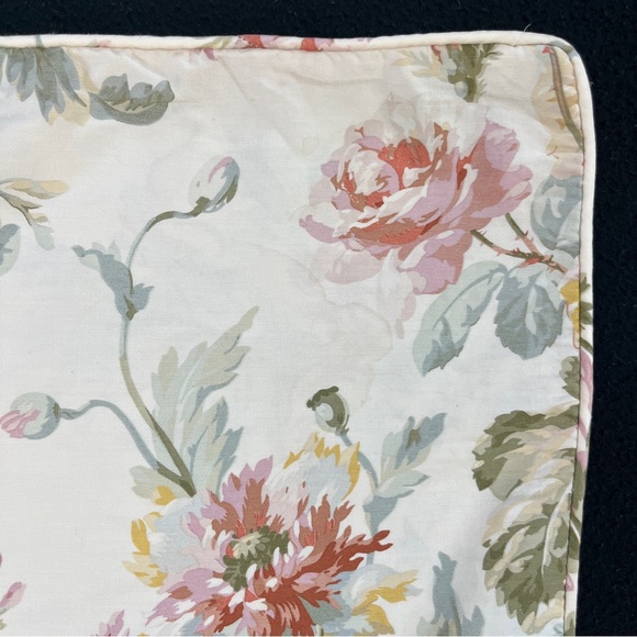 Ralph Lauren Wentworth Floral Accent Throw Pillow Cover Ivory 17” Sateen Cotton - Picture 5 of 5